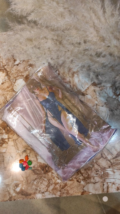 لباس خواب بلند توری مشکی چاک دار