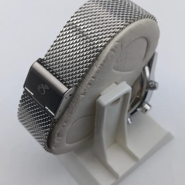 ساعت مردانه بلیزر بند حصیری استیل صفحه سرمه ای موتور میوتا ژاپن تقویم دار
