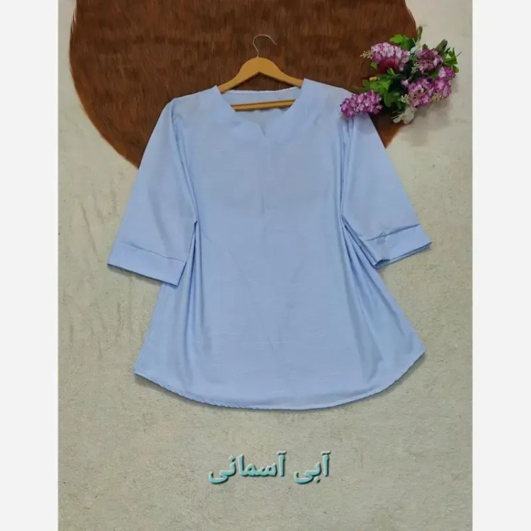 شومیز نخی ساده و دیپلمات یقه کوبایی فری سایز زنانه