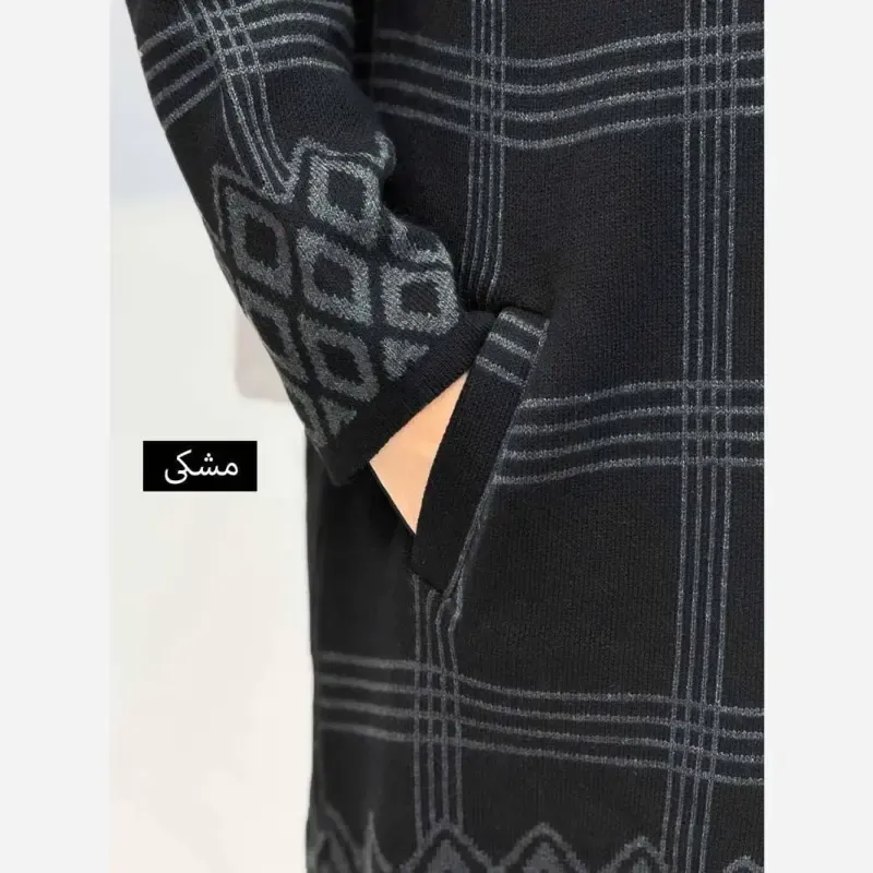 مانتو بافت بلند سایز بزرگ یقه آرشال تراکم بالا فری سایز