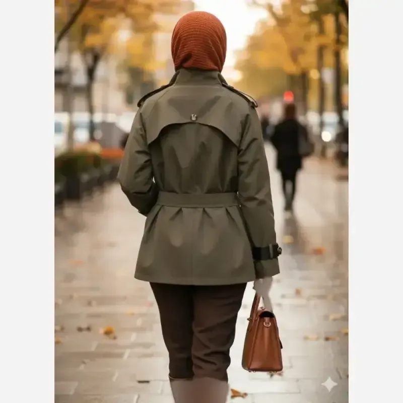 ترنچ کت کوتاه زنانه کتان زارا آستردار فری سایز مدل لیان
