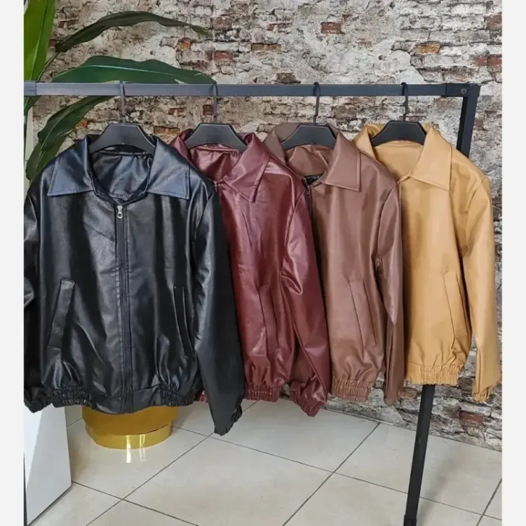 کت چرم اسپرت زنانه فری سایز جیب دار و جلو زیپدار چرم وارداتی استرکشی شده