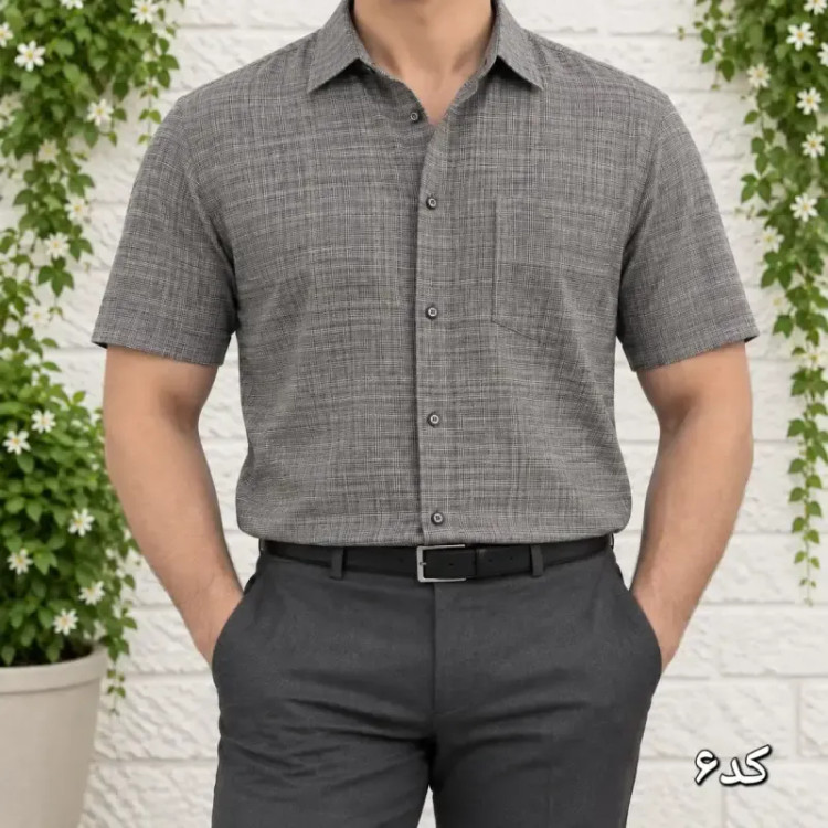 پیراهن آستین بلند مردانه چهارخانه ریز بنگال کش تک جیب سایز L تا 2XL