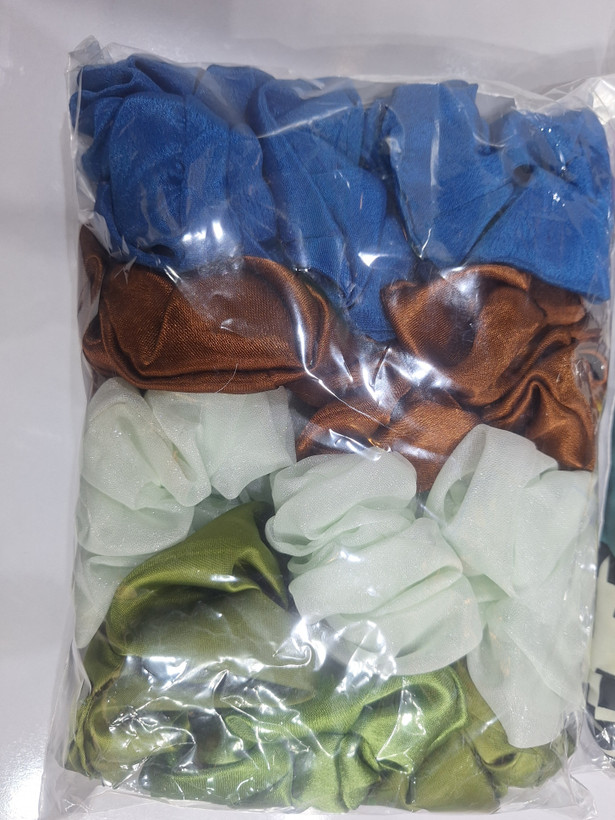 کش مو پارچه ساتن و لمه داره بسته ۱۰ تایی