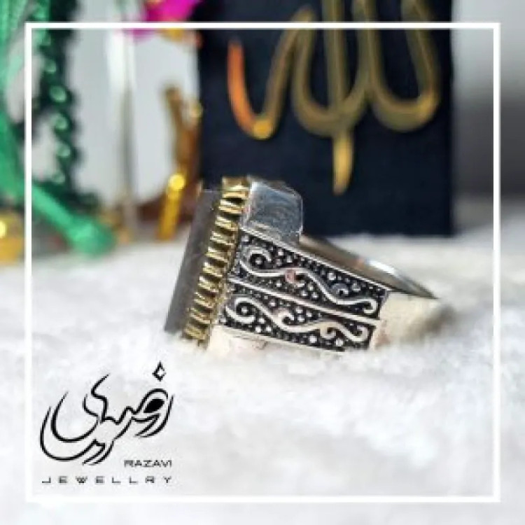 انگشتر مردانه نقره 925 عیار با نگین حدید صینی عین علی