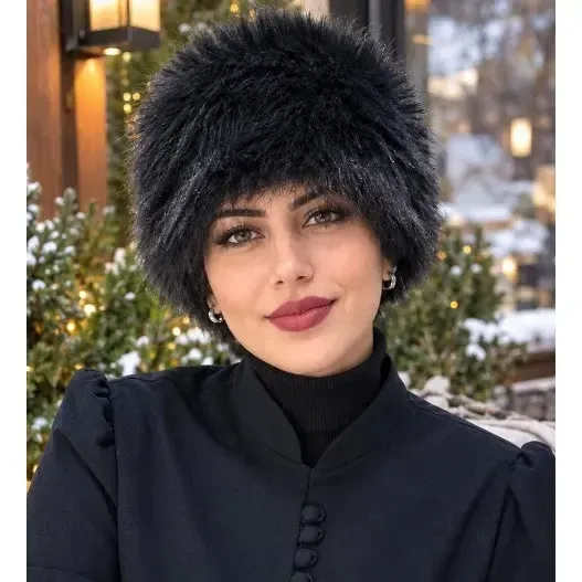 هد بند روسی خز وارداتی سرمه ای تیره و آهویی زنانه دخترانه