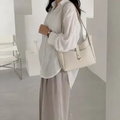 کیف زنانه روزمره چرم مصنوعی با دو بند و جیب داخلی و بیرونی