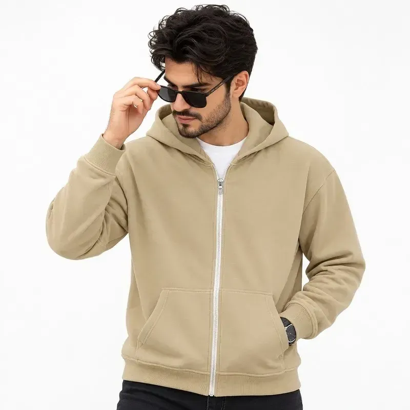 سویشرت کلاه دار مردانه پنبه ای زیپ دار ساده لیما