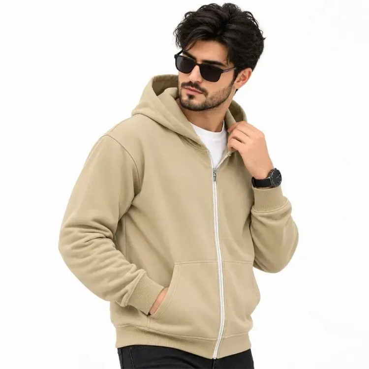 سویشرت کلاه دار مردانه پنبه ای زیپ دار ساده لیما