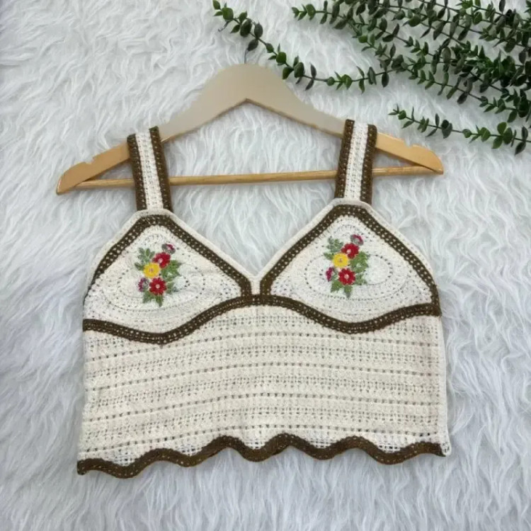 تاپ قلاب بافی فری سایز زنانه کد 1079 مناسب تا سایز 42 شیک چهارفصل