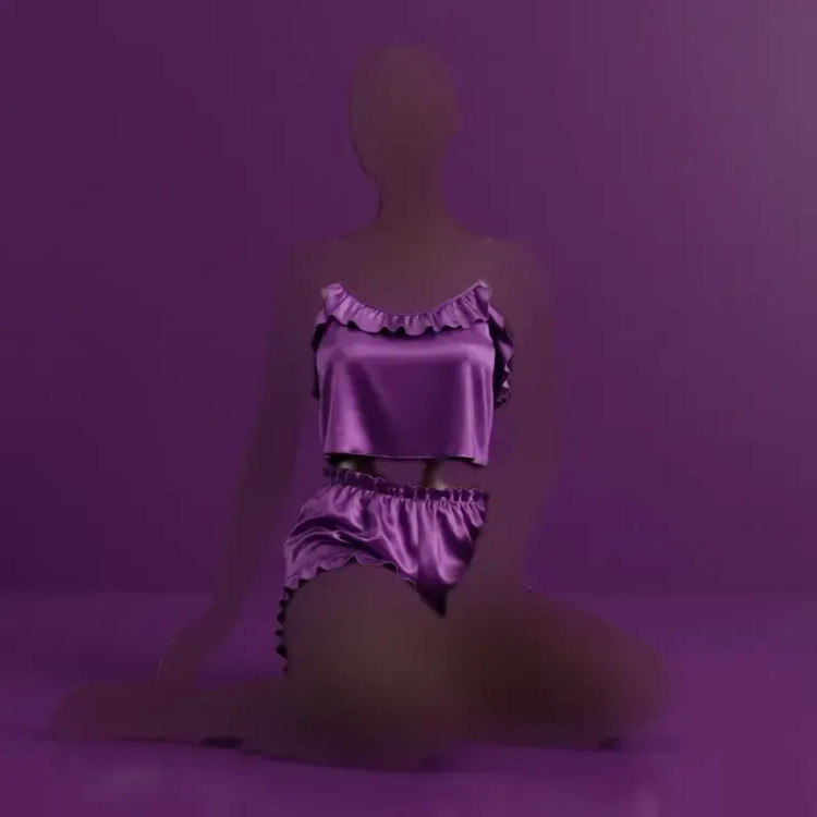 تاپ شورتک زنانه ساتن چین دار بند قابل تنظیم